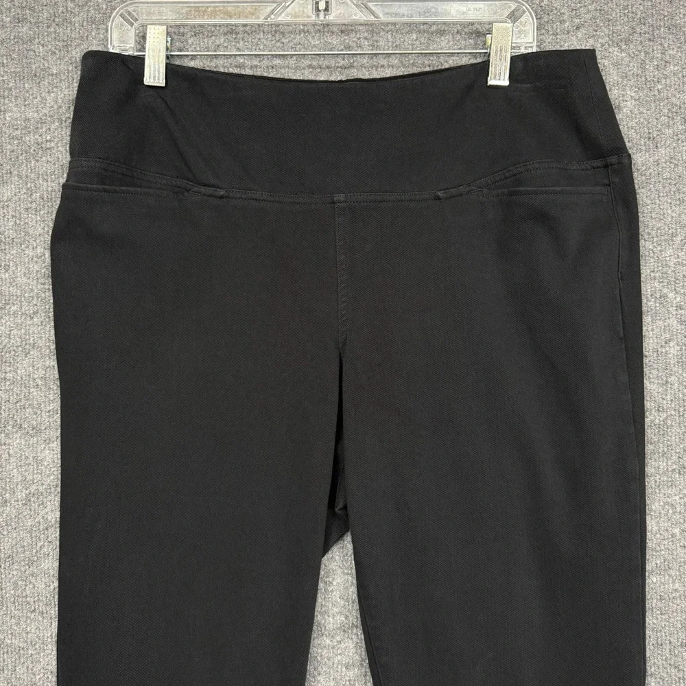J Jill Wearever Pants Womens Large Black Straight Leg Pull On Stretch Twill